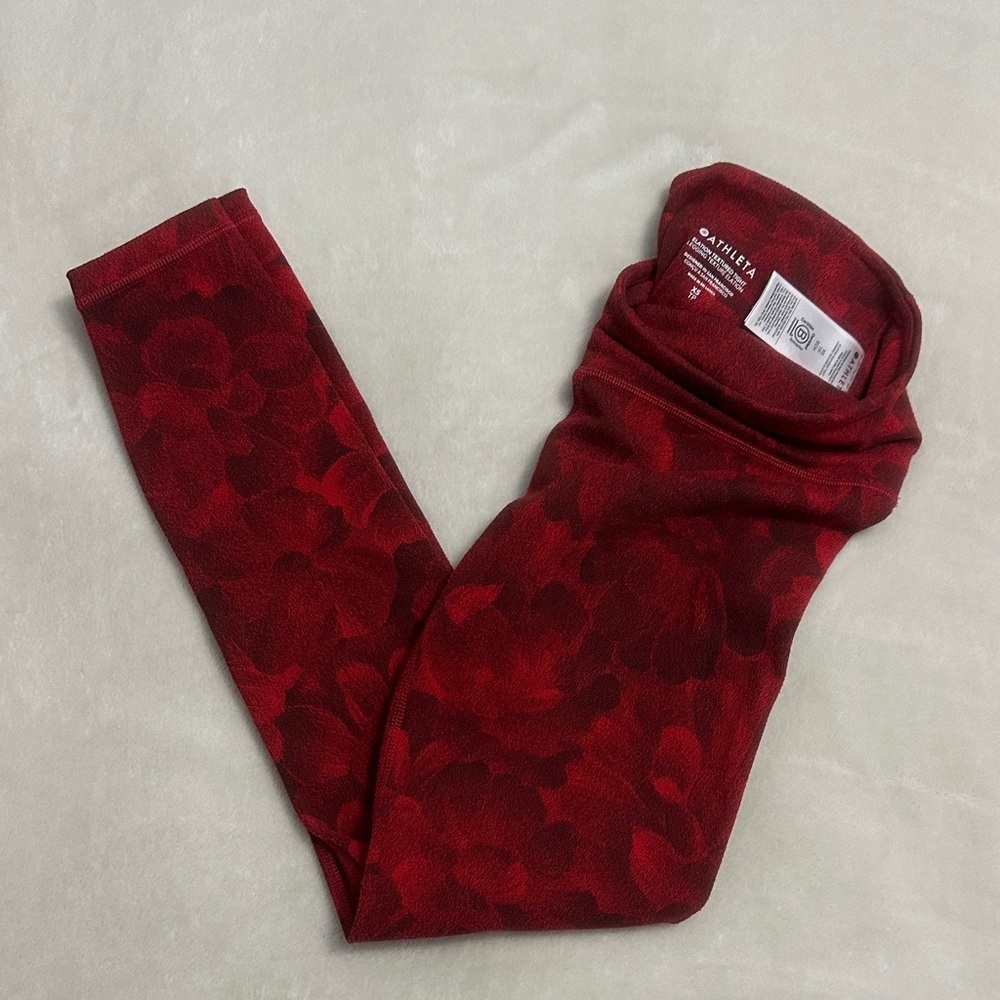 Athleta Elation Textured Tights Red Patterned